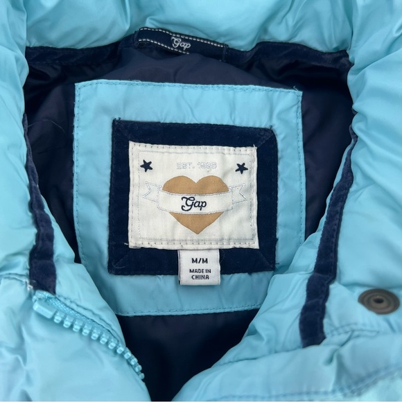 GAP vest puffer zip up warm cozy layer Aqua Blue Puffer Vest - Picture 6 of 7